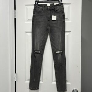 NWT Sneak Peek Women's Size 3 / W26" Mid Rise Distressed Skinny Jeans Charcoal